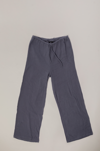 Pantalon Ample Texturé En Coton Organique Bleu Poudreux