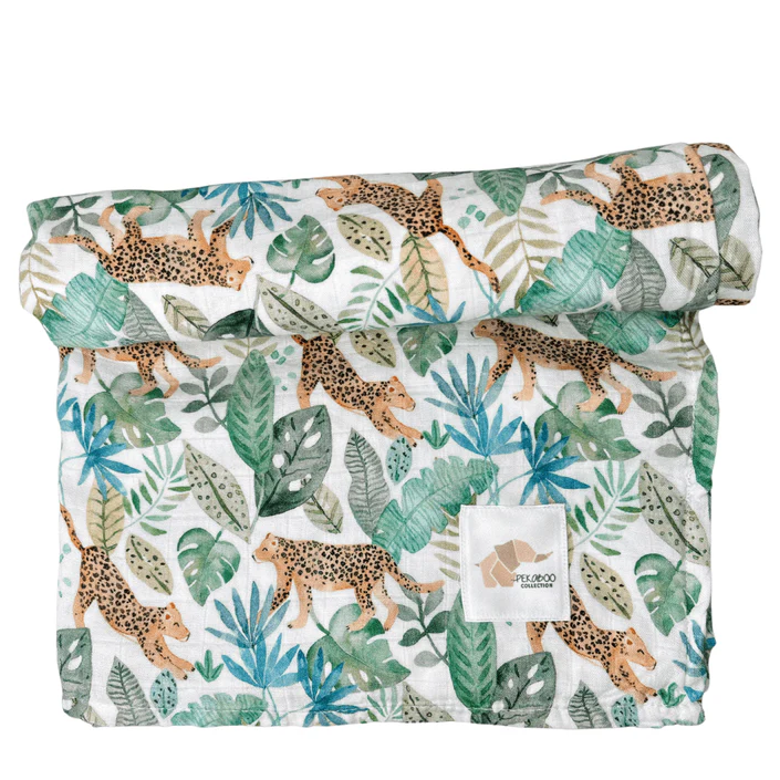 Mousseline Bambou Léopard & Feuillage