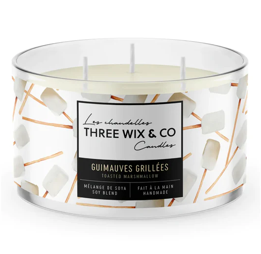 Chandelle À 3 Mèches Guimauves Grillées
