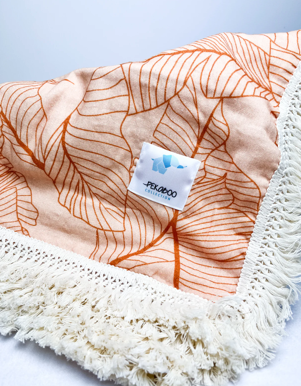 Mousseline Coton Et Bambou À Frange Feuilles Orangées