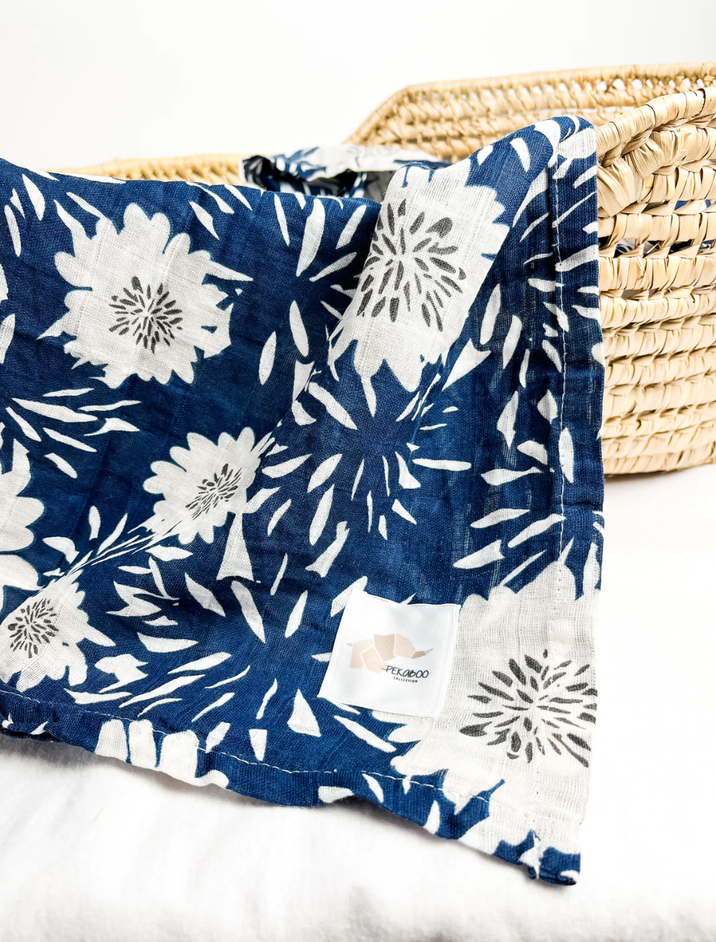 Mousseline Coton Navy Flower