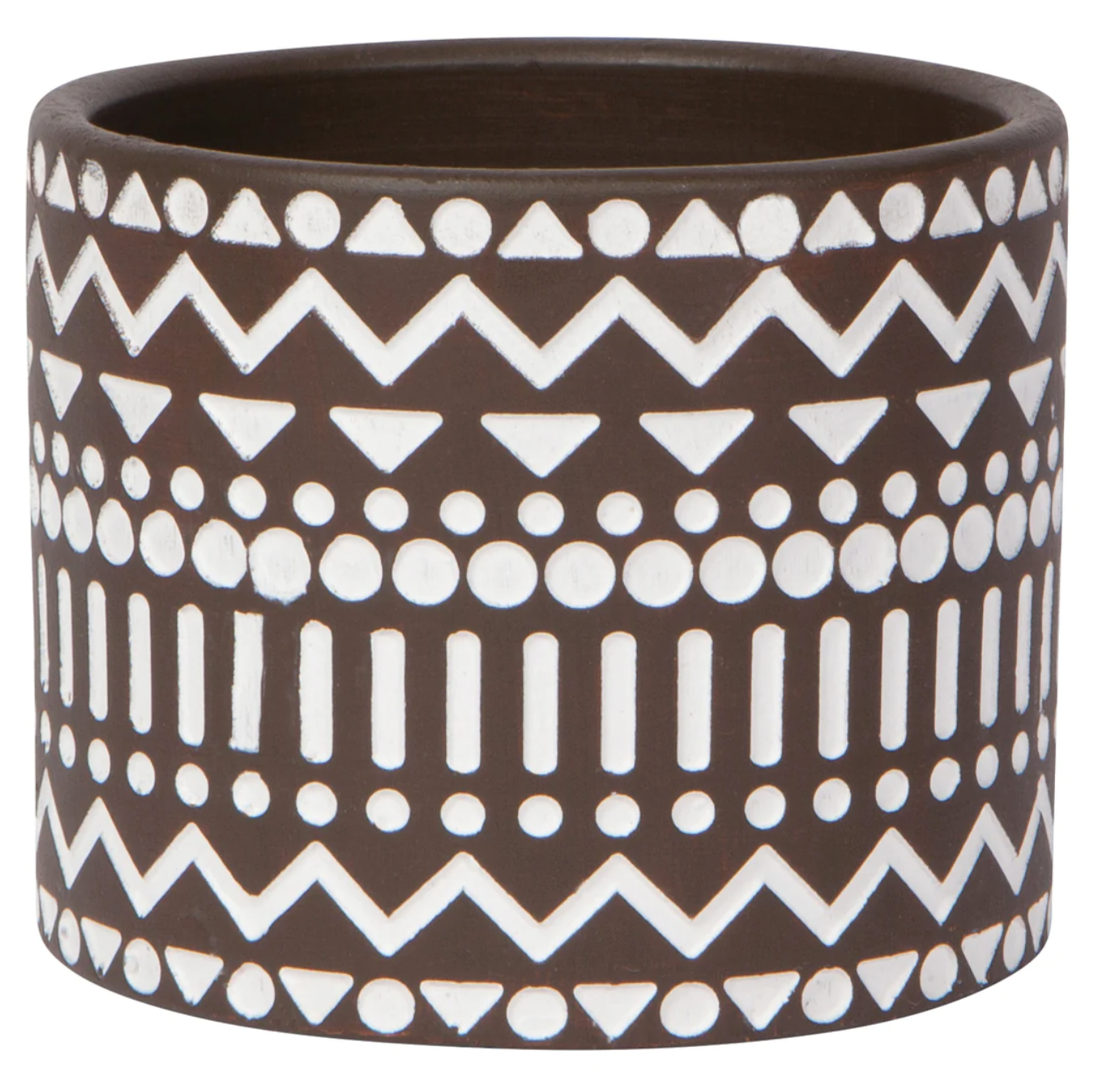 Pot Brun Motif Blanc