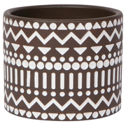 Pot Brun Motif Blanc