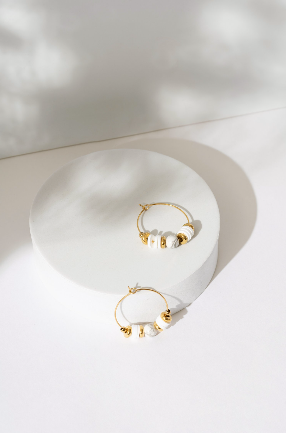 Boucles D'oreilles Mai Howlite Blanc
