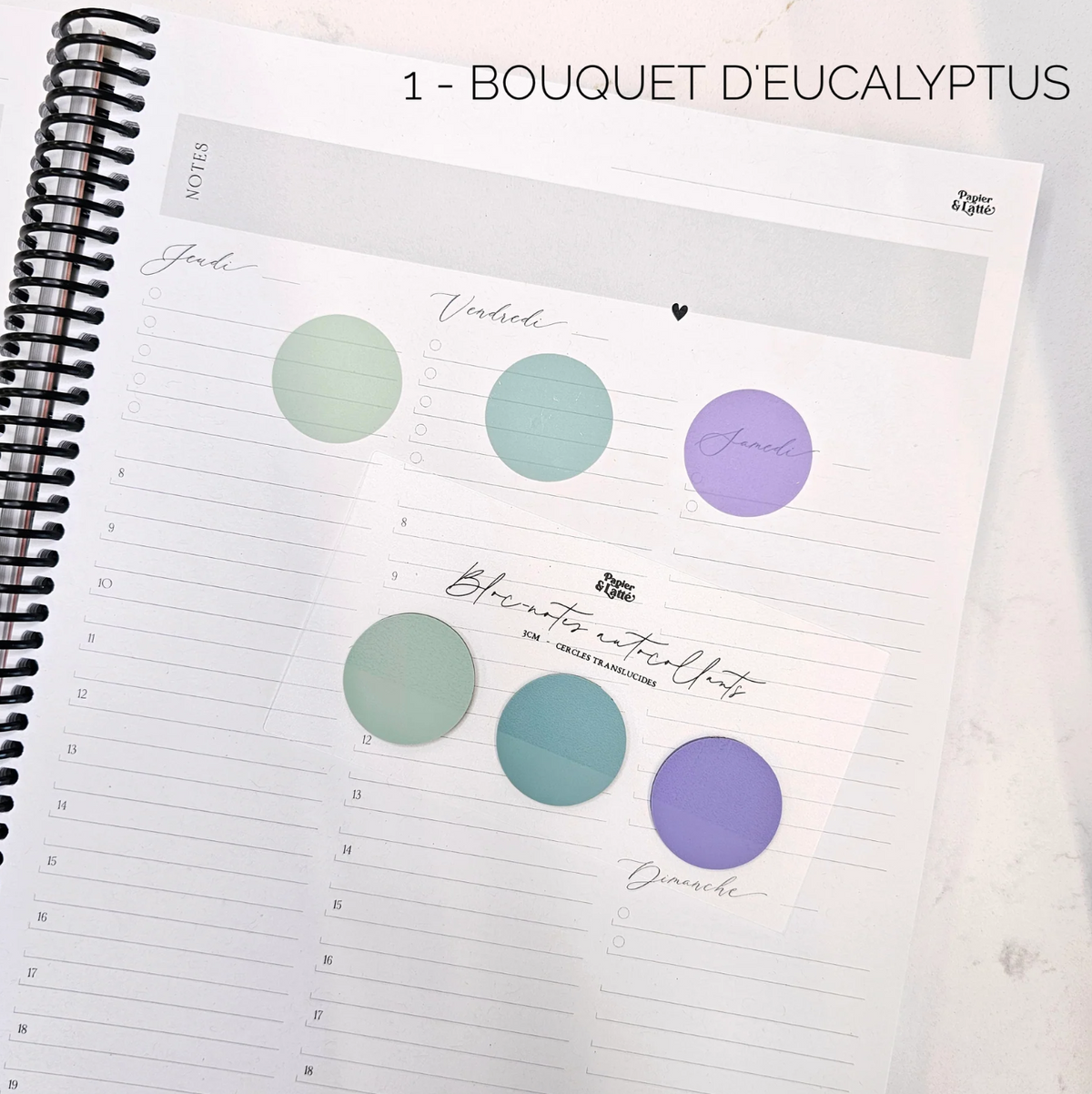 Bloc-Notes Autocollants Translucides Trio Cercles Bouquet D'eucalyptus