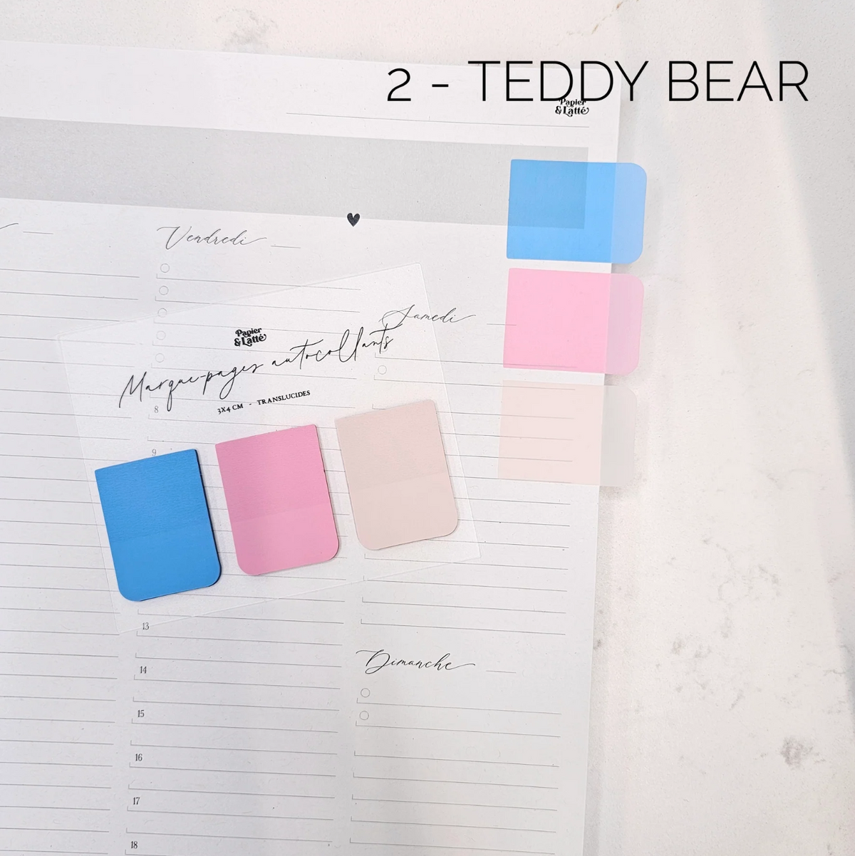 Bloc-Notes Autocollants Translucides Trio Marque-Pages Teddy Bear