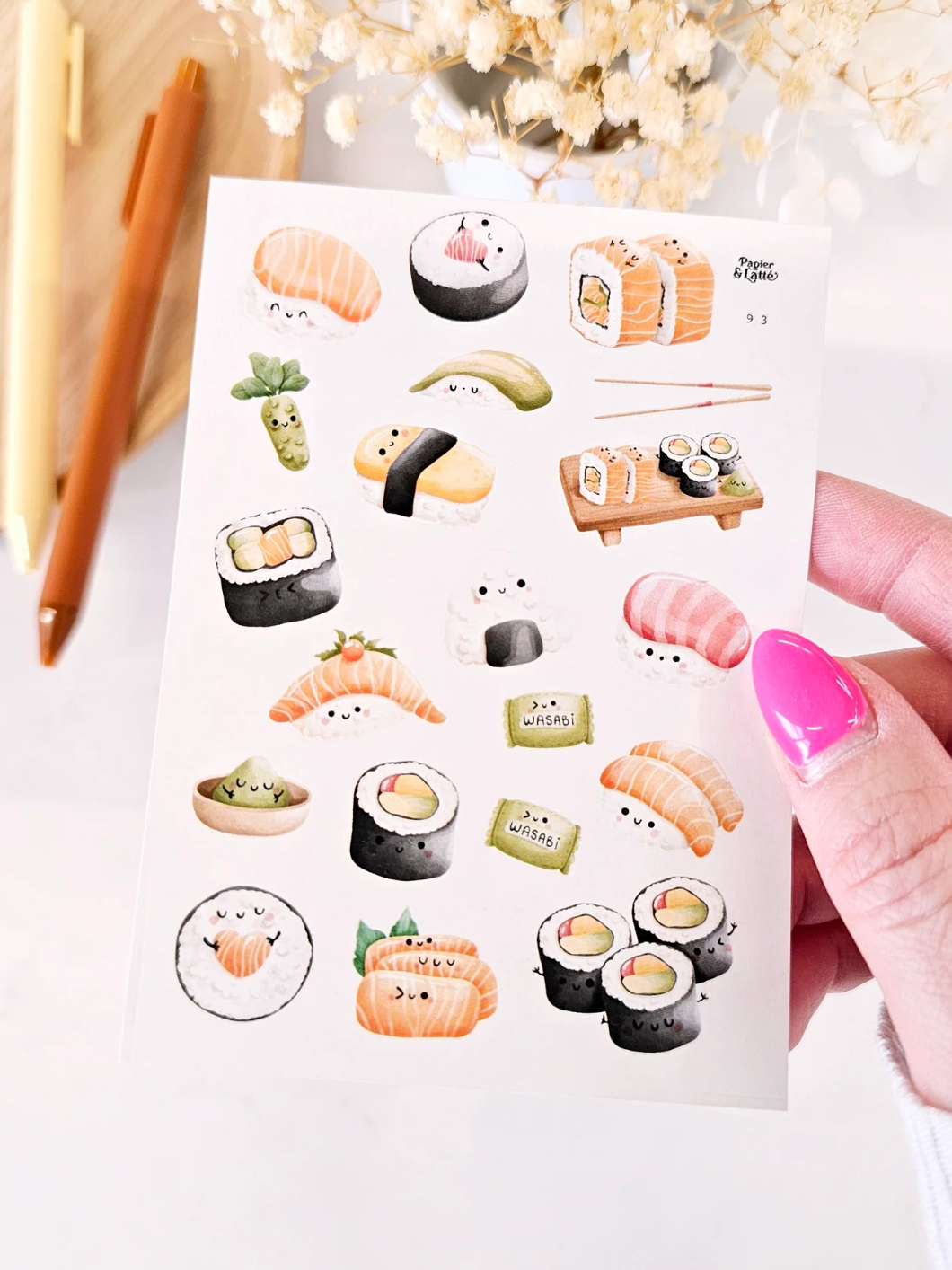 Mini Feuille D'autocollants No.93 Sushis