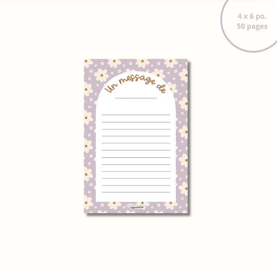 Bloc-Notes Message De... Marguerites Lilas