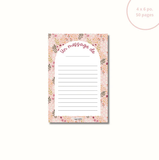 Bloc-Notes Message De... Rose Fleurie