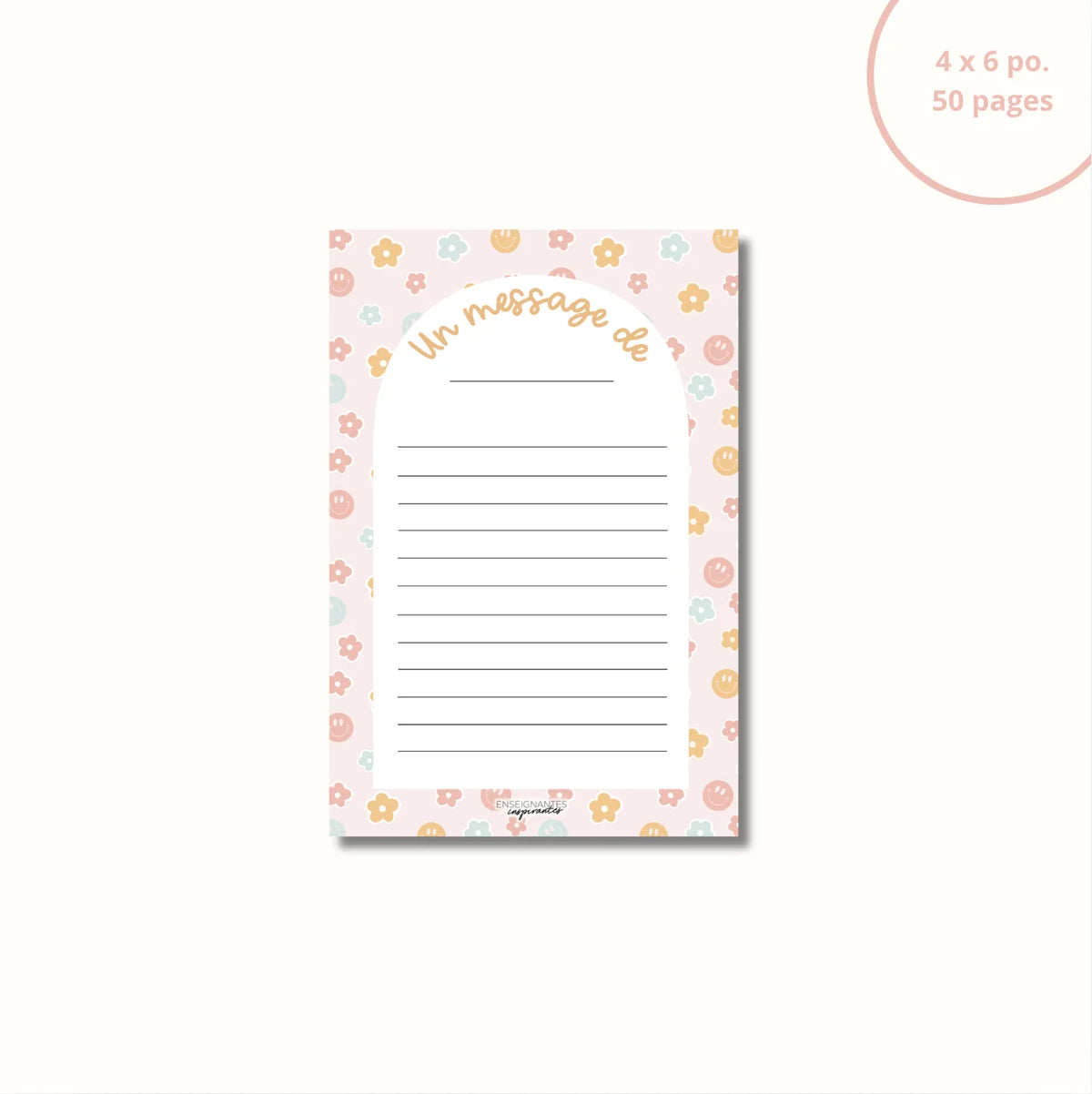 Bloc-Notes Un Message De Sourires et Fleurs Pastels