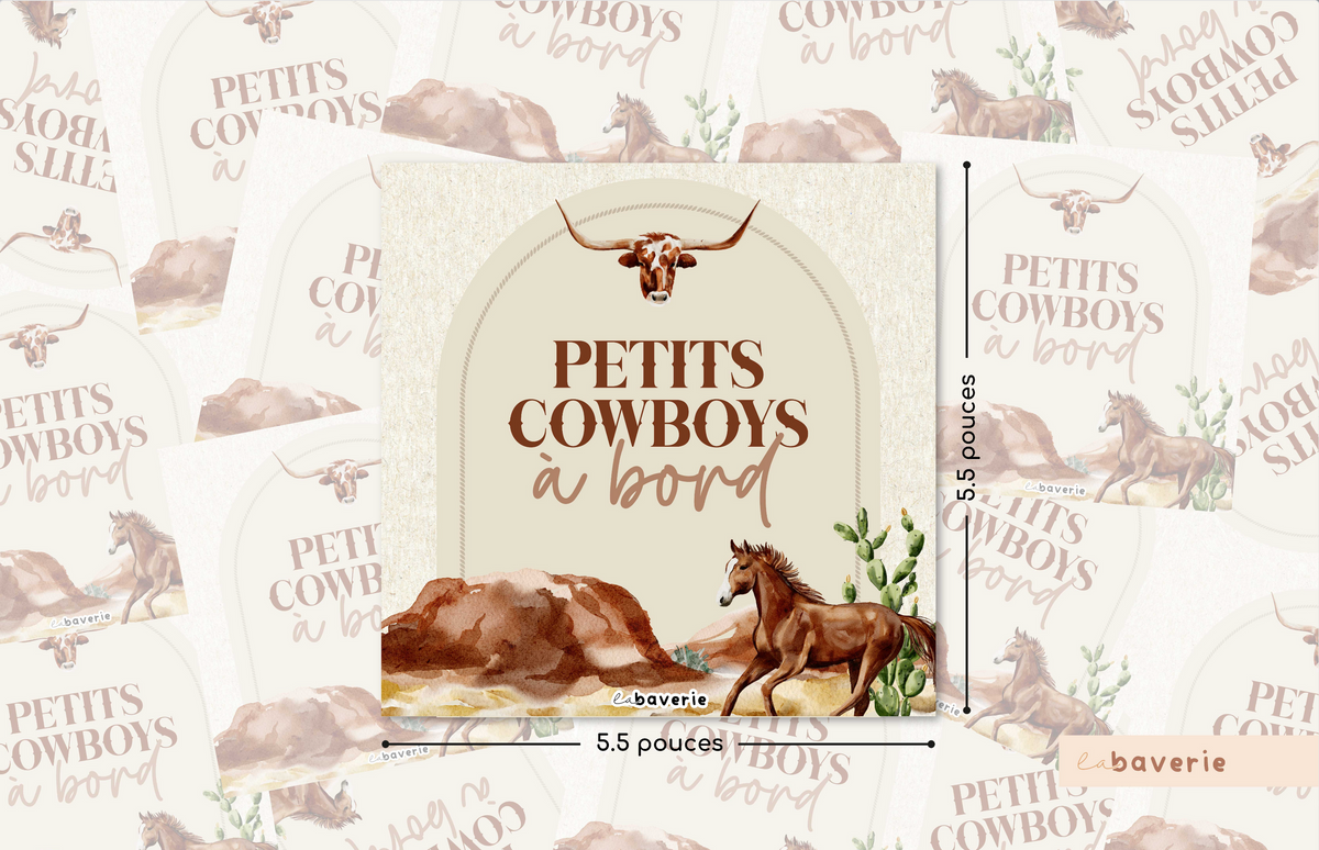 Autocollant Voiture « Petits Cowboys À Bord »