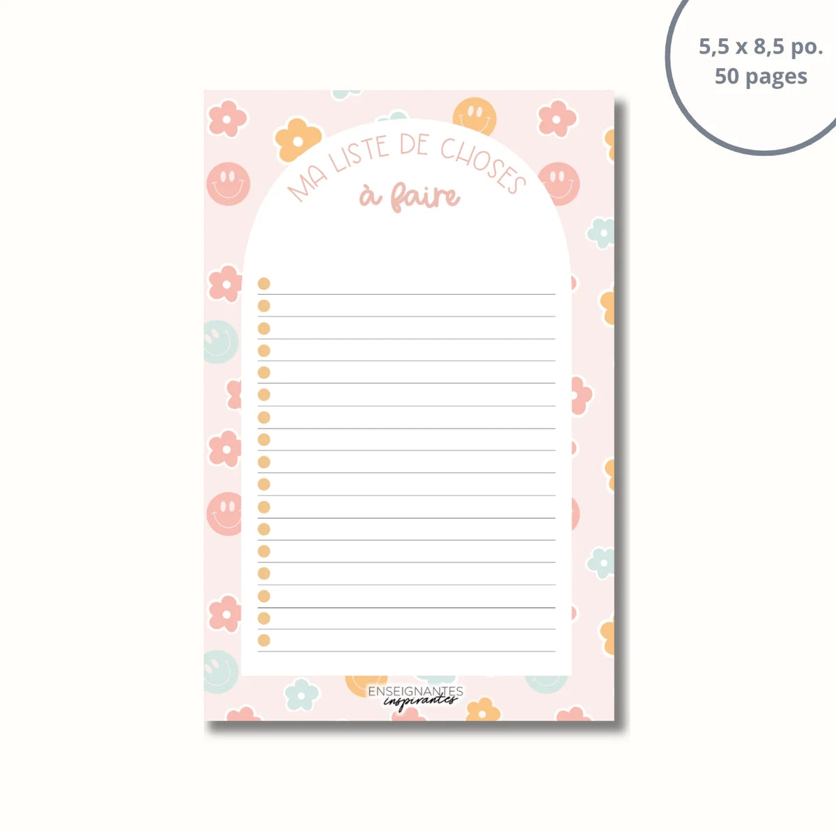 Bloc-Notes Ma Liste De Choses À Faire Sourires et Fleurs Pastels