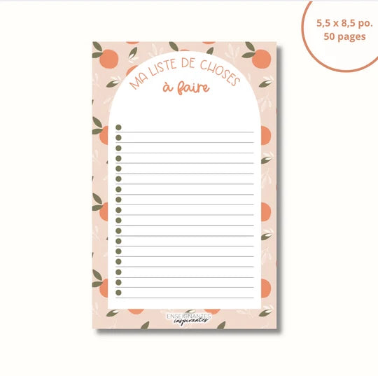 Bloc-Notes Ma Liste De Choses À Faire Clémentines