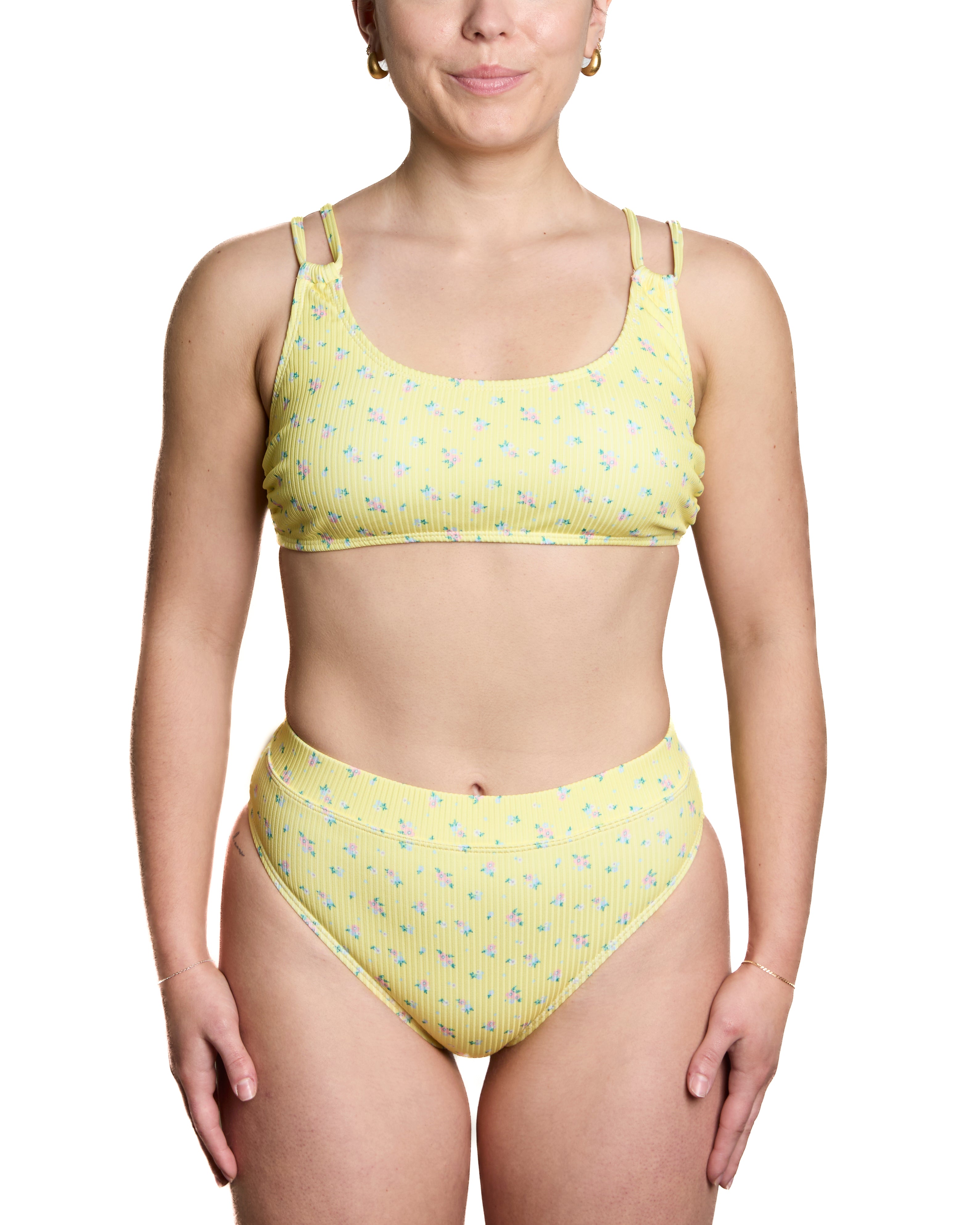 Haut De Bikini Florence Côtelé Fleurs Ensoleillées