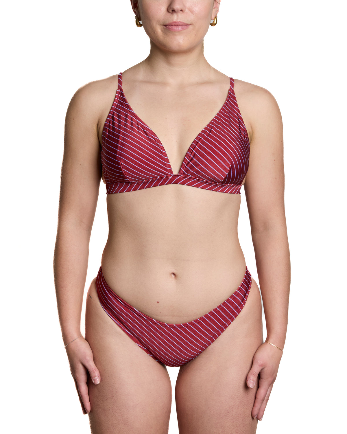 Bas De Bikini Georgette Lignes Bourgognes Et Lilas