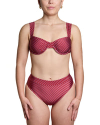 Haut De Bikini Noa Brillant Lignes Bourgognes Et Lilas