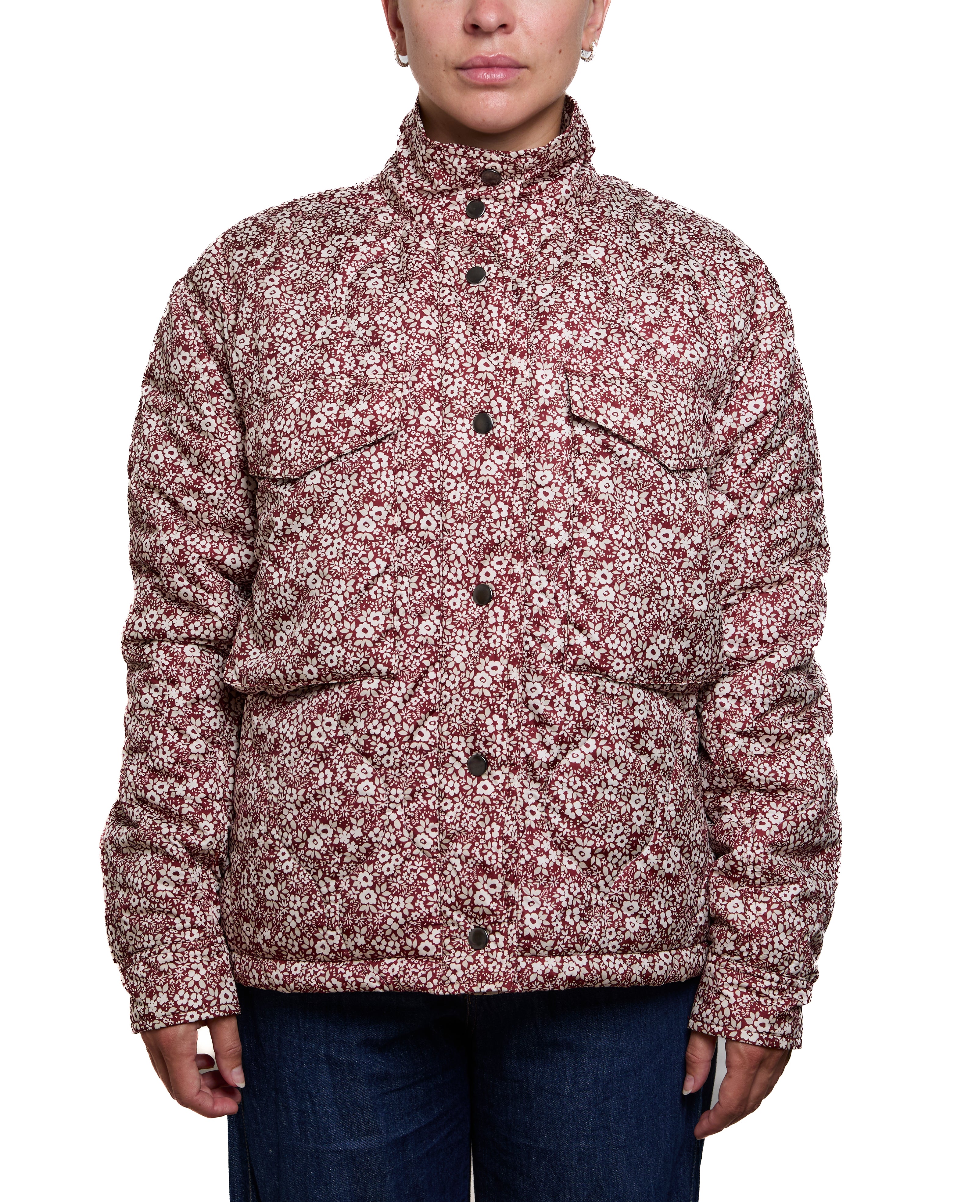 Manteau Matelassé Isabella Fleurs Bourgognes & Crème