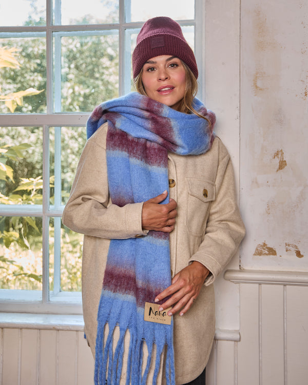 Foulard Geneve Multicolore Bleu Ligné Rouge