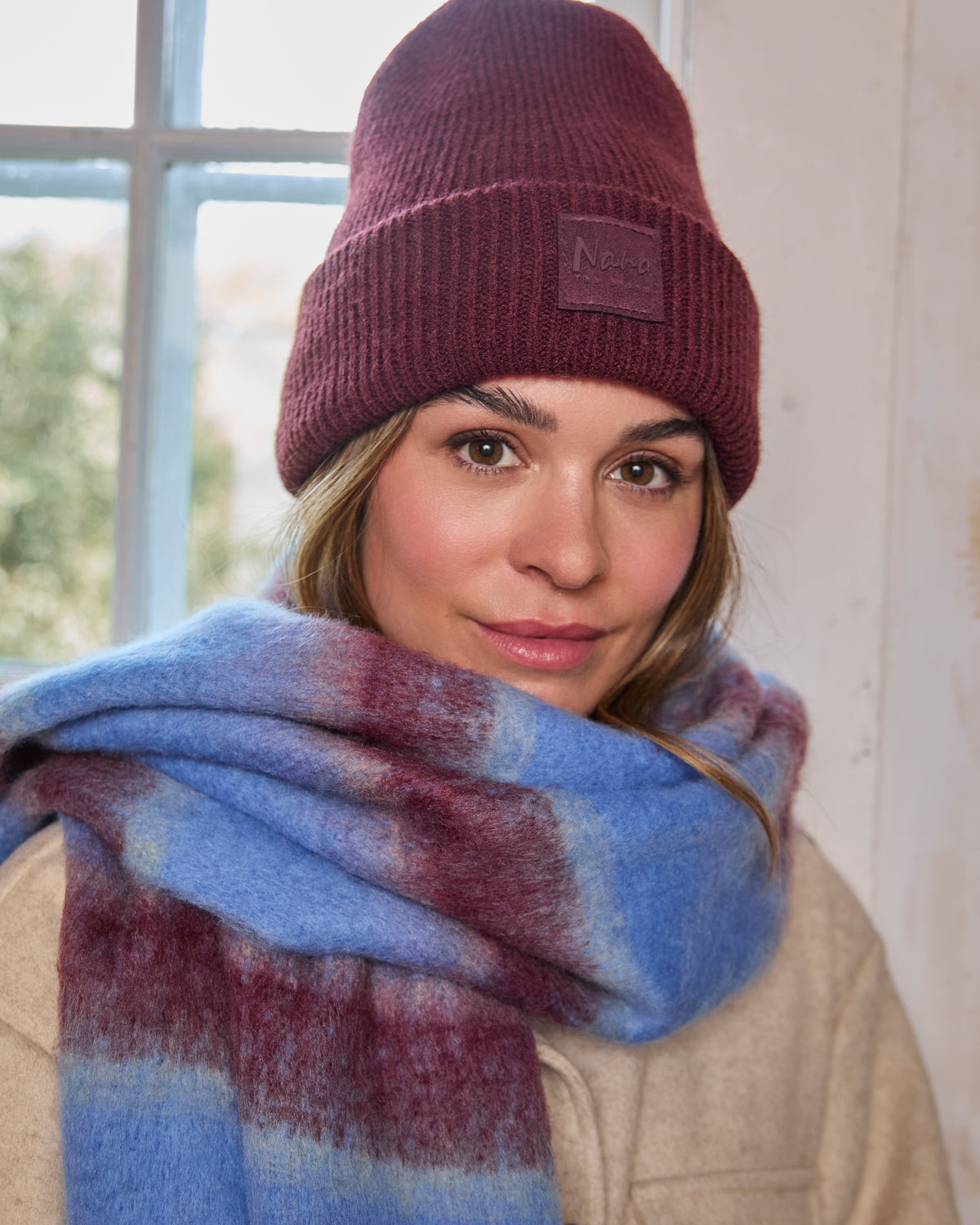 Foulard Geneve Multicolore Bleu Ligné Rouge