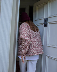 Manteau Matelassé Isabella Fleurs Bourgognes & Crème