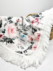 Mousseline Coton À Frange Roses