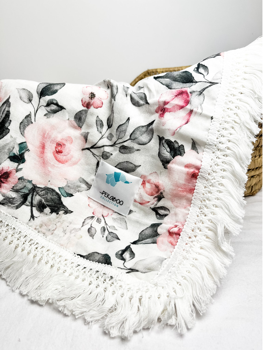Mousseline Coton À Frange Roses