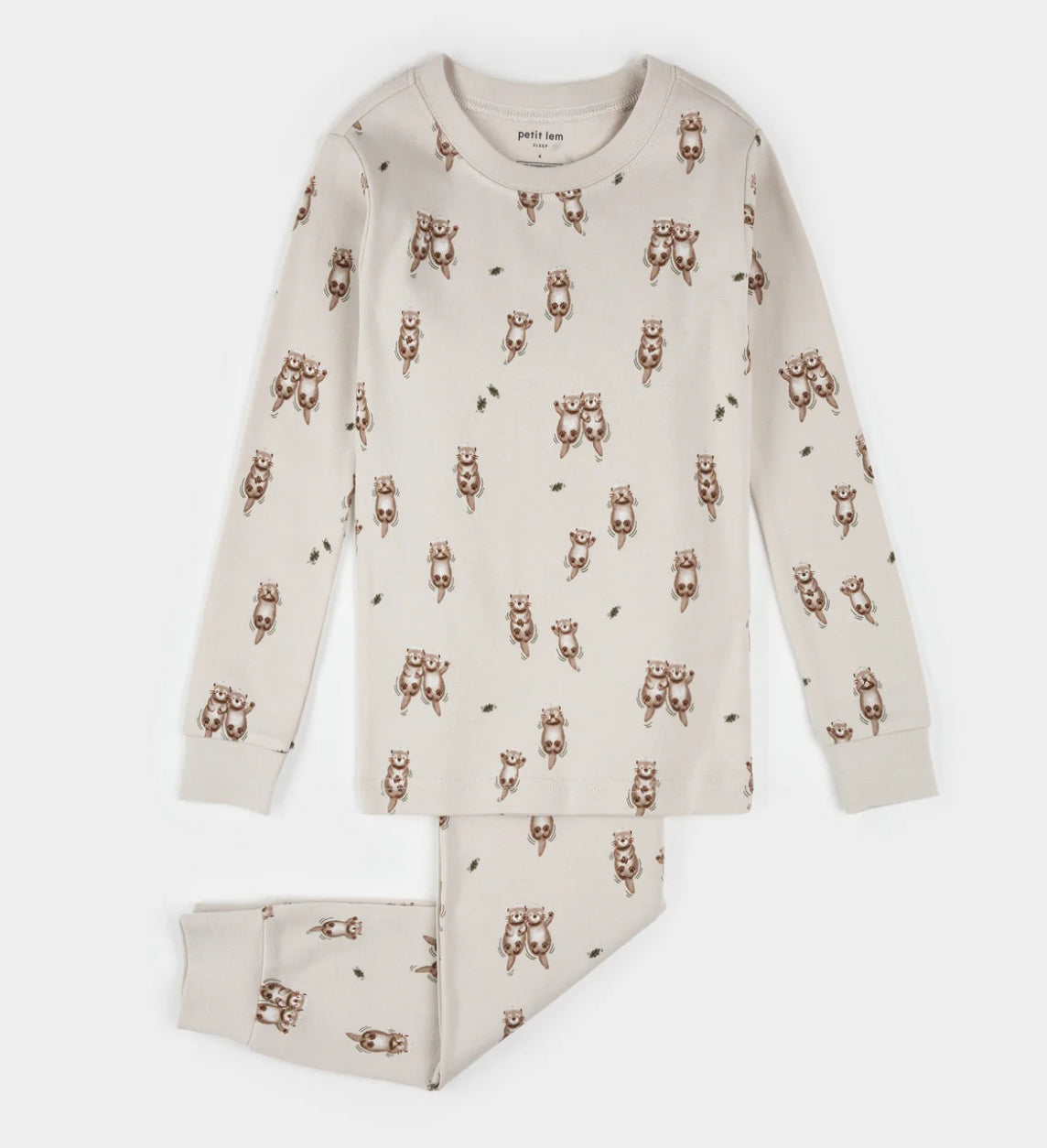 Ensemble Pyjama Crème À Imprimé De Loutres