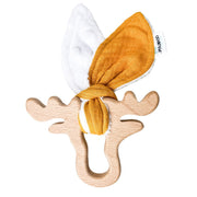 Anneau De Dentition Bois Oreille De Lapin Uni Moutarde