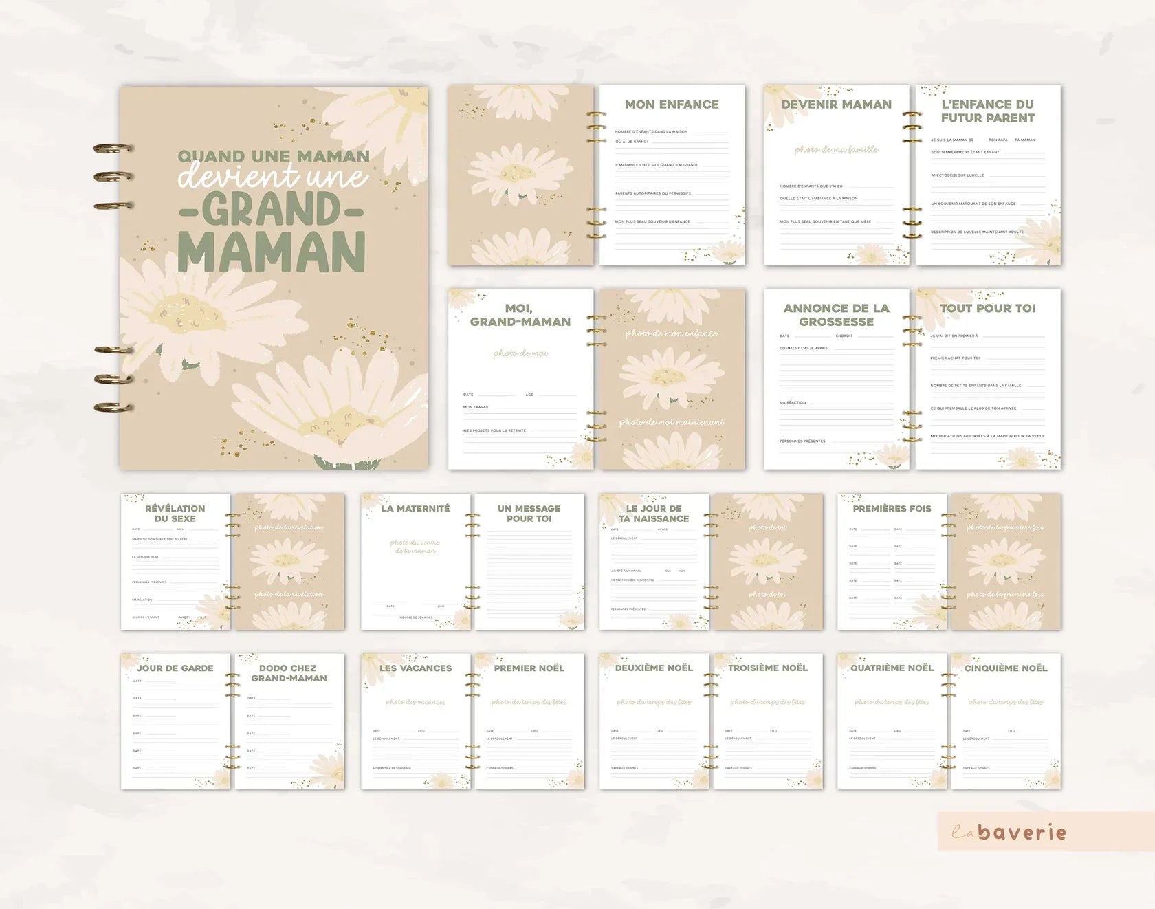 Livre De Naissance À Anneaux Pour Grand-maman Marguerites