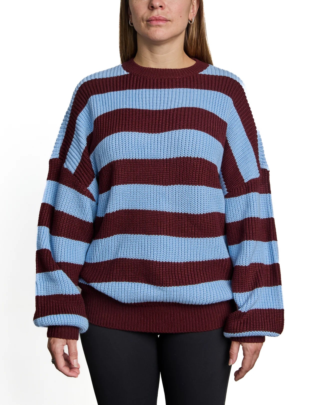 Chandail Melina Blue & Burgundy Stripes