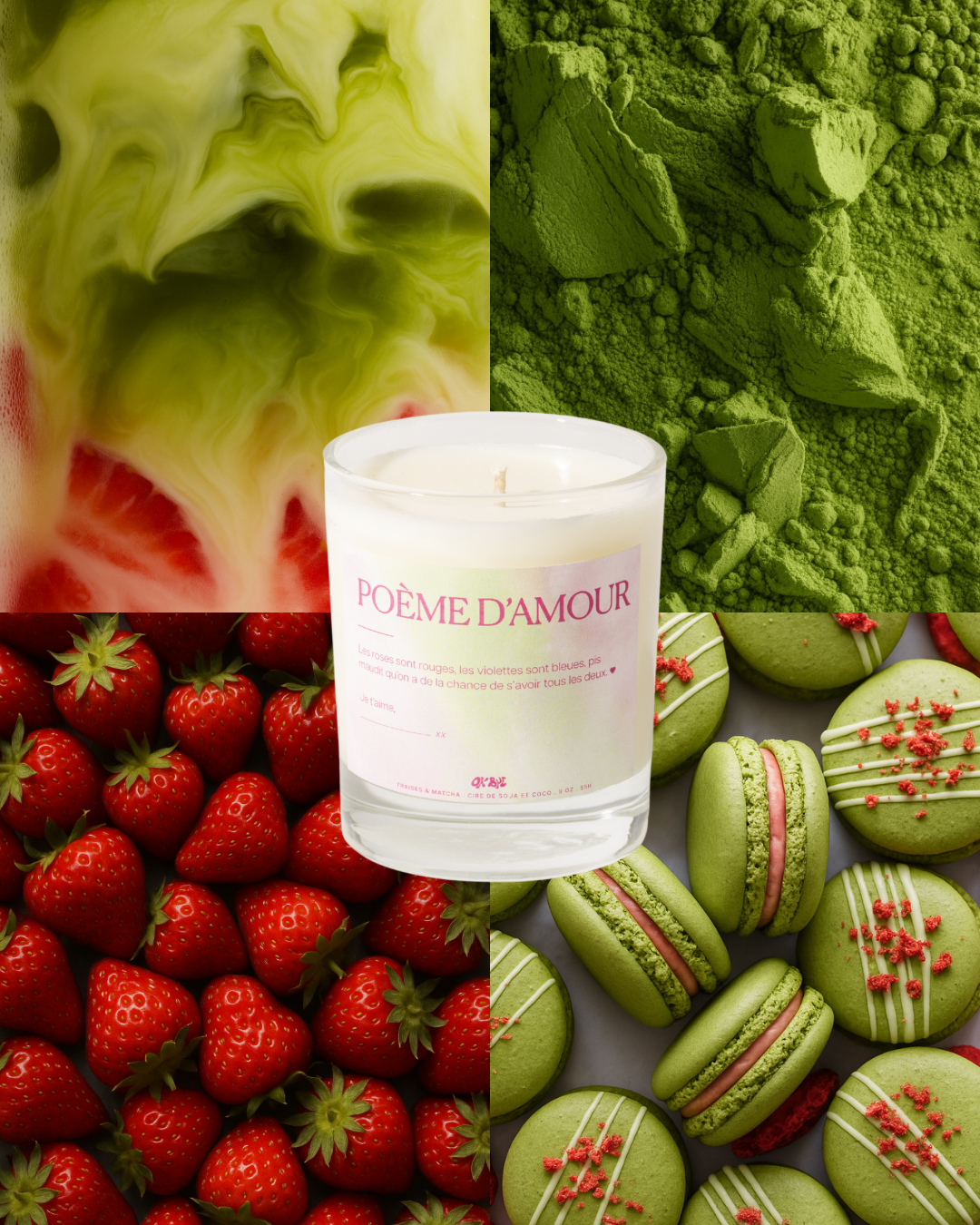 Chandelle Poème D'amour (Matcha & Fraises)