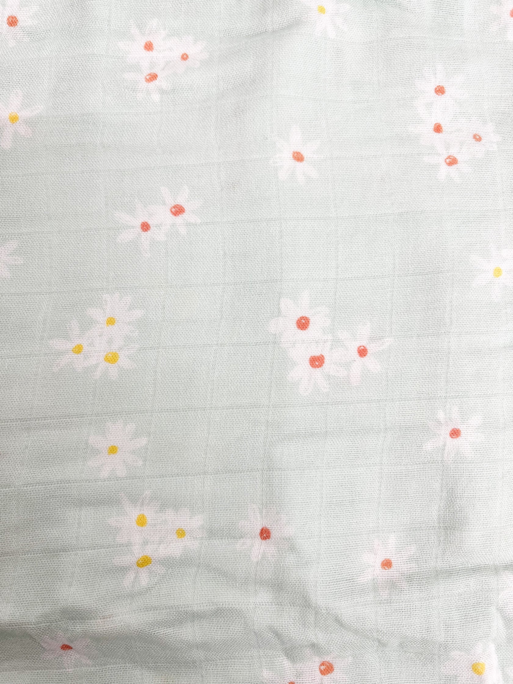 Mousseline Bambou Petites Marguerites Menthe