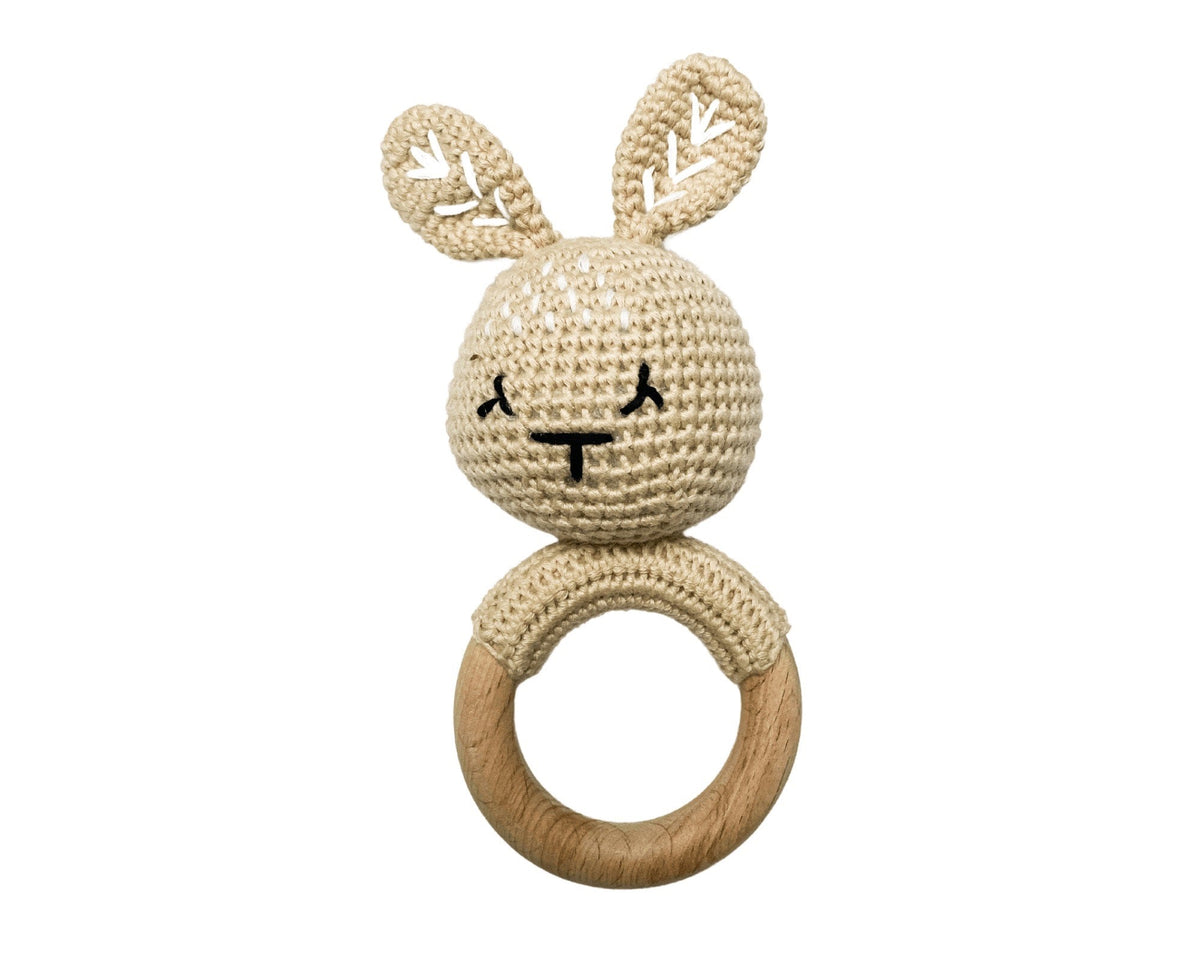Hochet Bois Et Crochet Lapin Beige