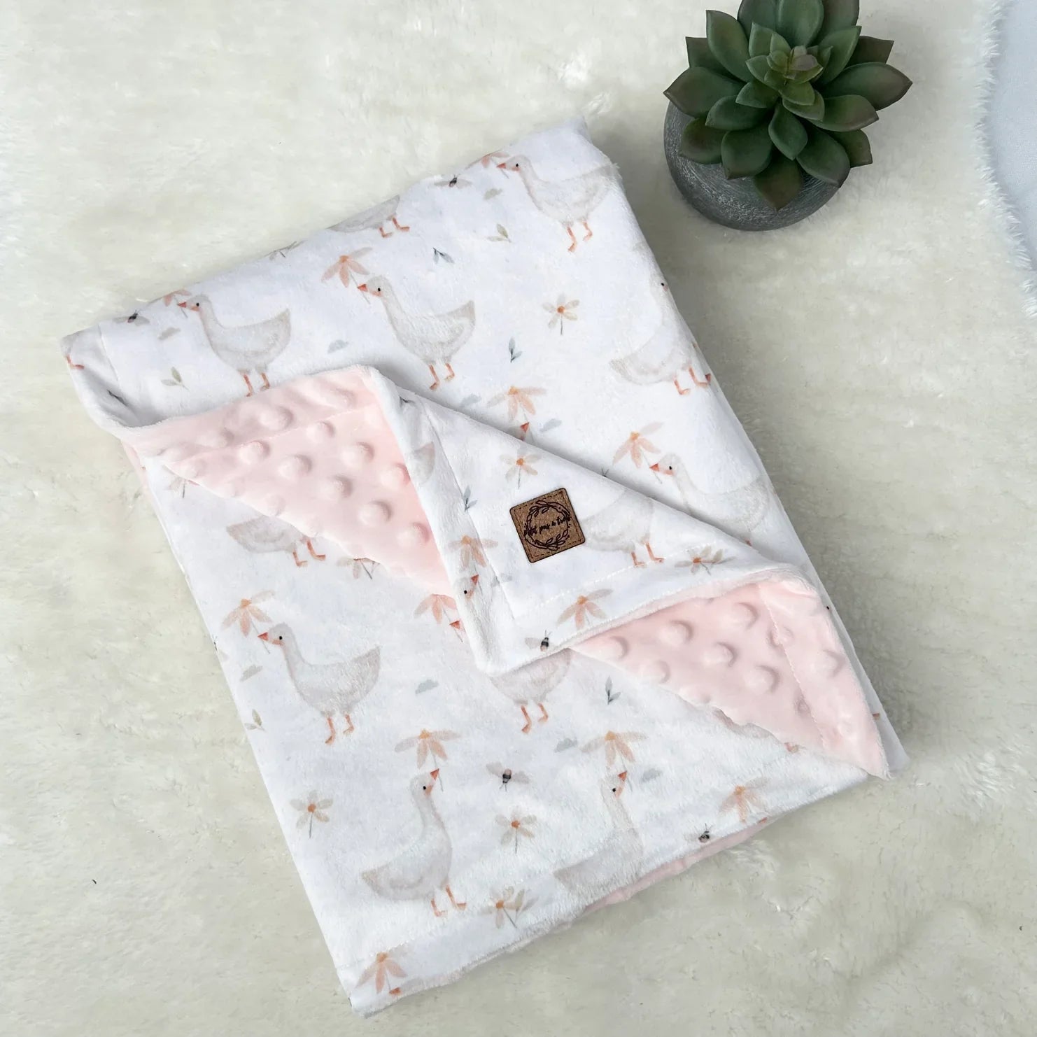 Couverture En Minky Oies Fleuris