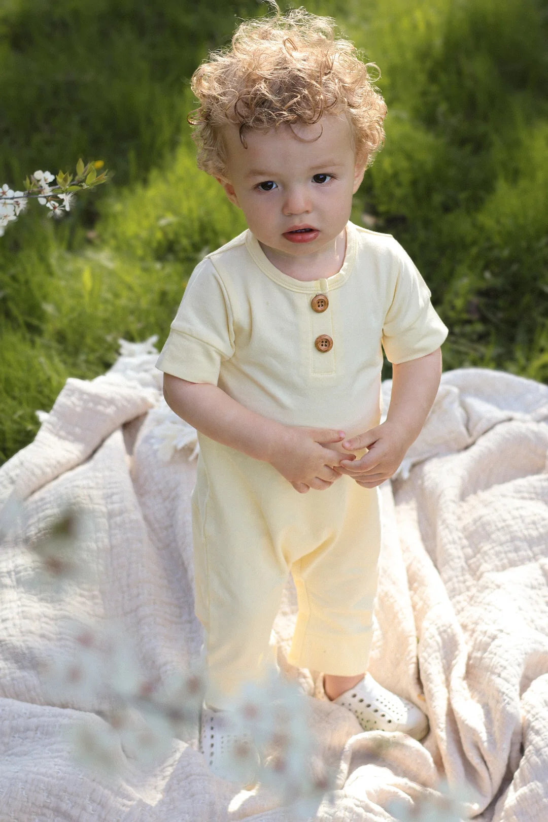 Onesie Évolutif Court Jaune Clair Uni