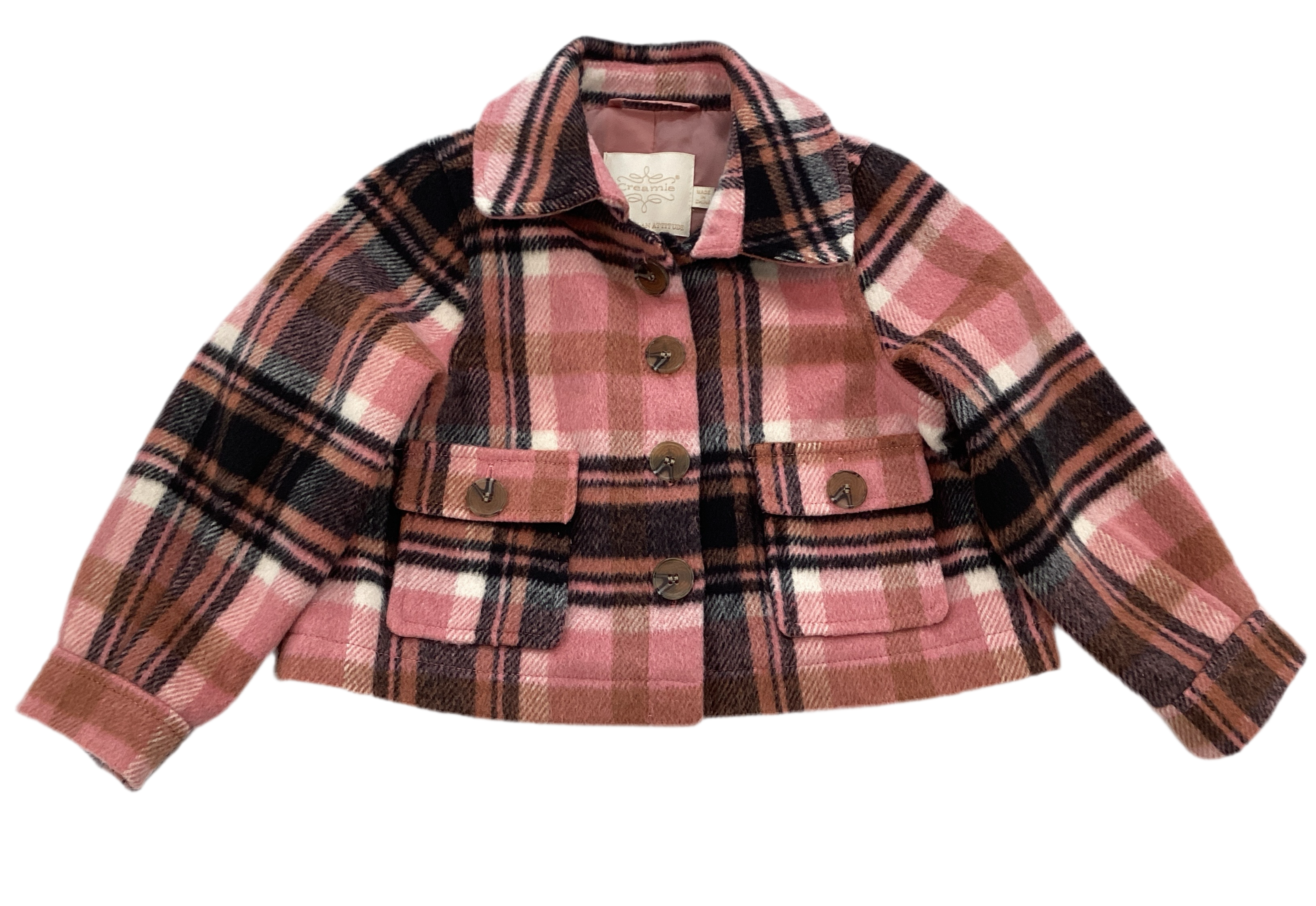 Manteau De Laine Rose À Carreaux