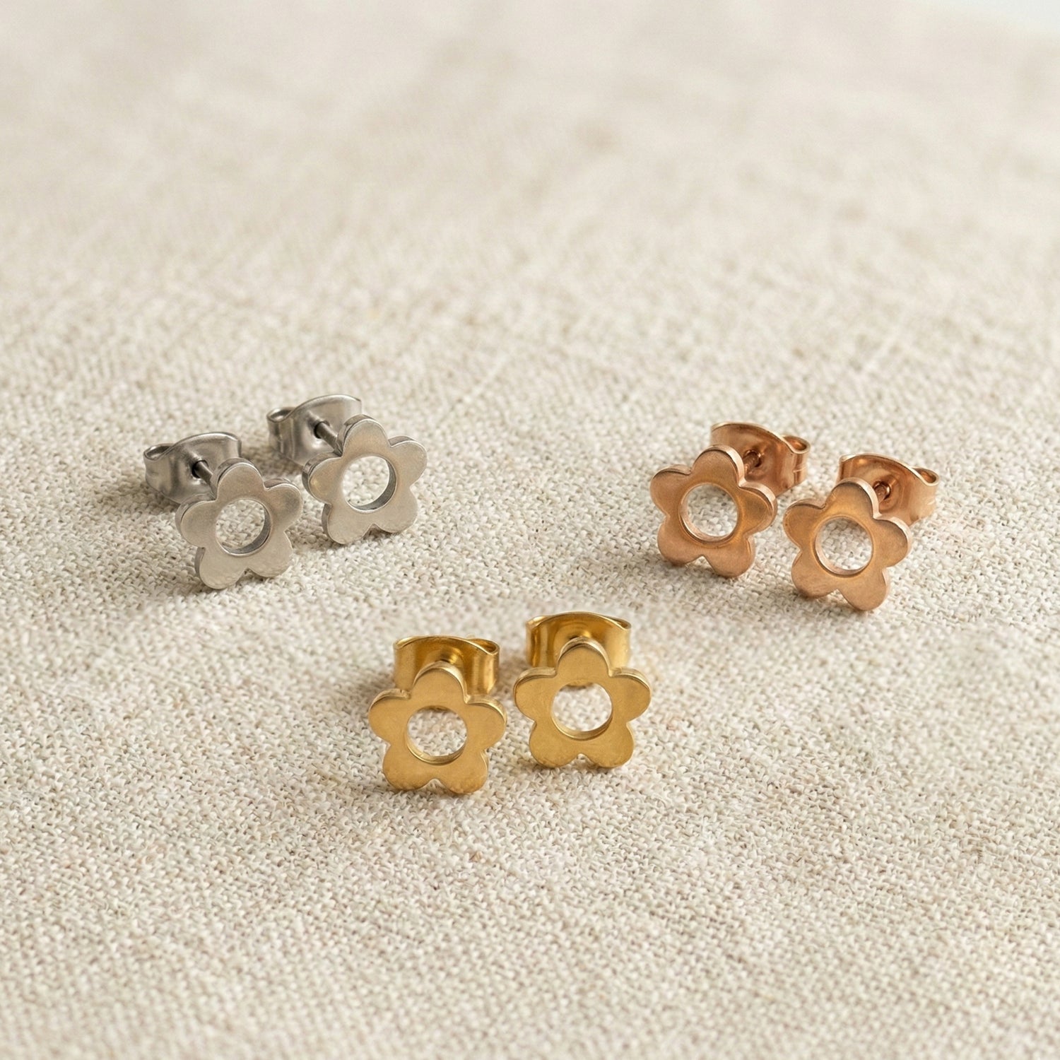 Boucles D'oreilles Fleurs Rétro Or Rose