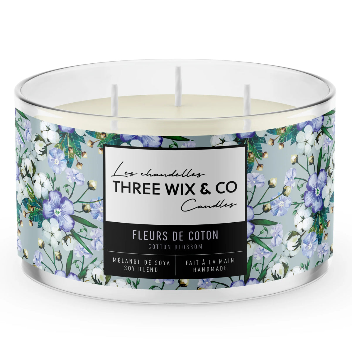 Chandelle À 3 Mèches Fleur De Coton