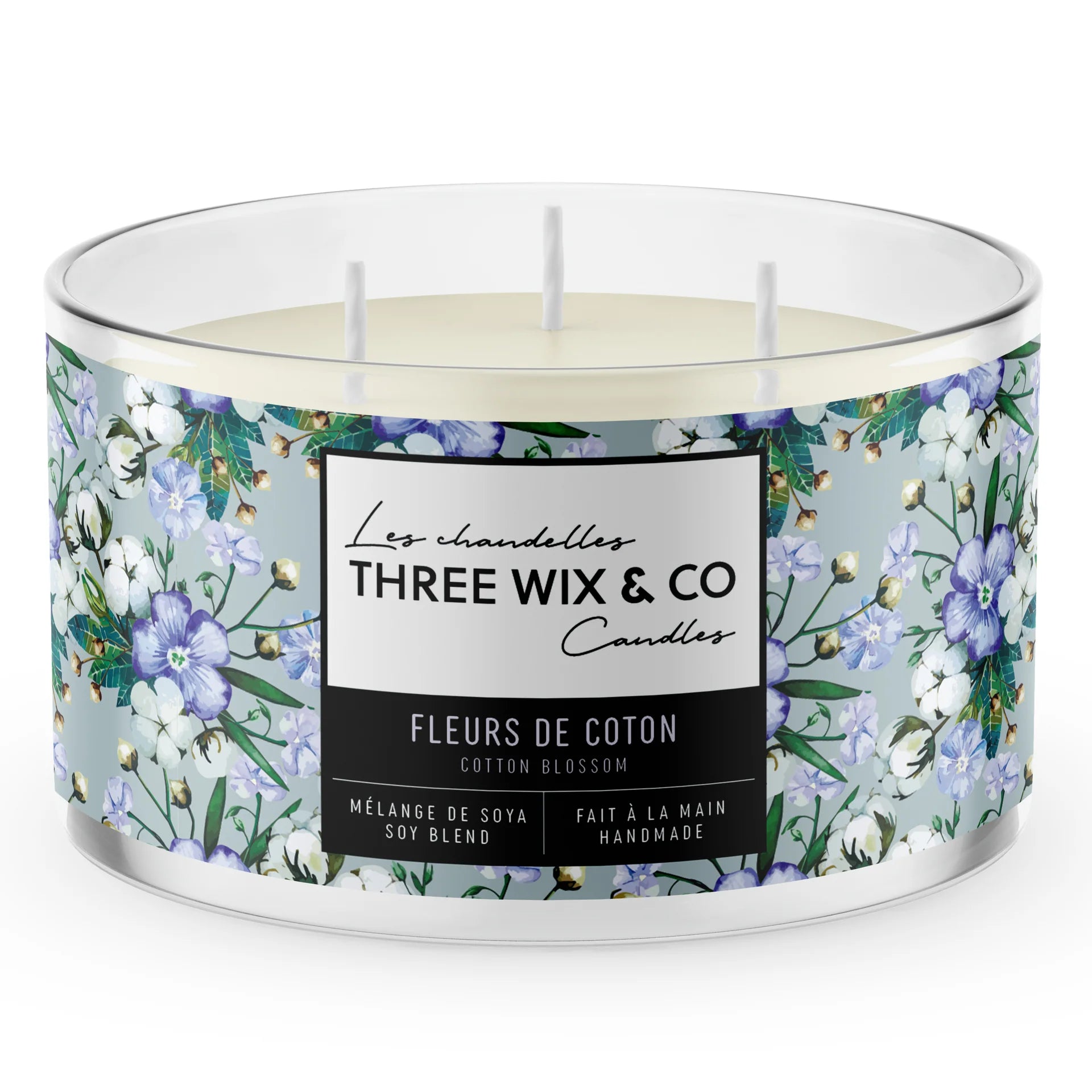 Chandelle À 3 Mèches Fleur De Coton