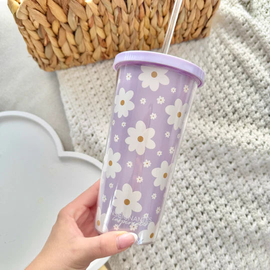 Verre Marguerites Lilas