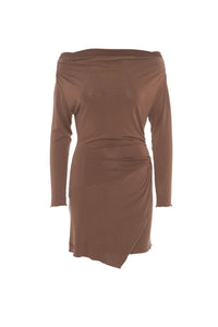 Robe Courte Ajustée Brun