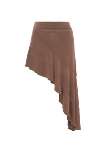 Jupe Midi Asymétrique Brun