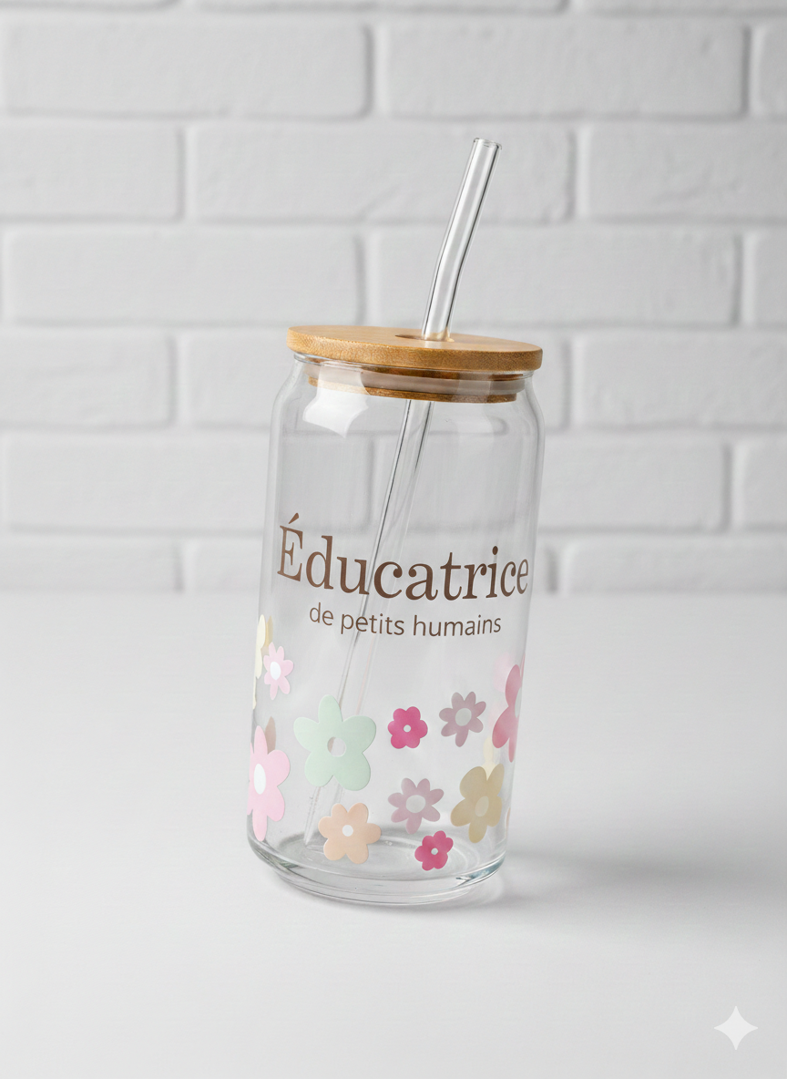 Verre Éducatrice Fleurie