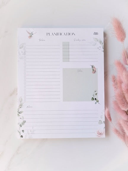 Grand Pad De Notes Petits Oiseaux & Eucalyptus