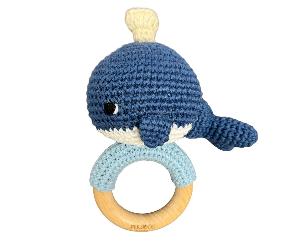 Hochet Bois Et Crochet Baleine Bleue