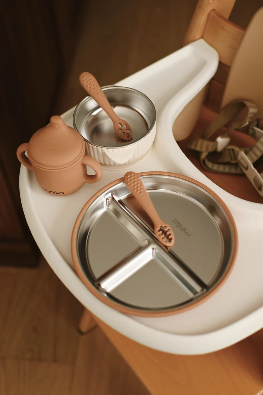 Assiette Acier Inoxydable Avec Succion En Silicone - Almond