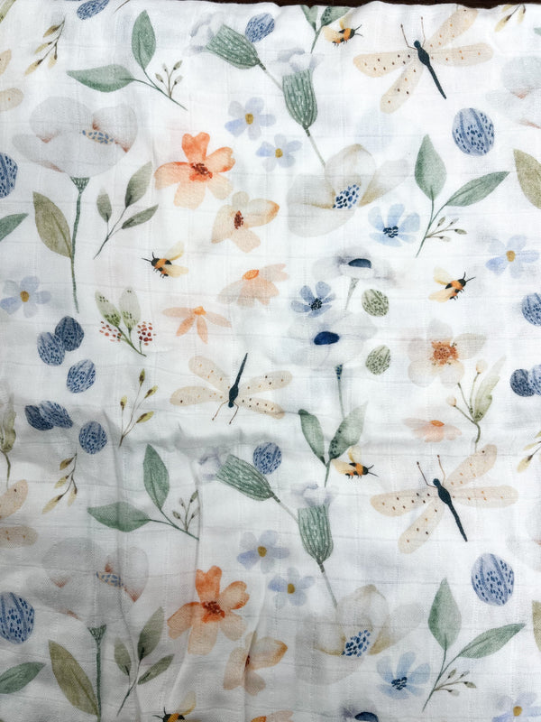 Mousseline Bambou Abeille & Libellule Du Printemps