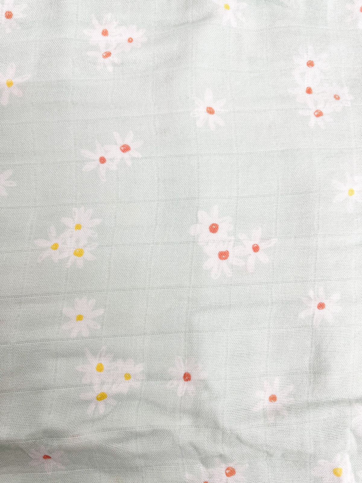 Mousseline Bambou Petites Marguerites Menthe