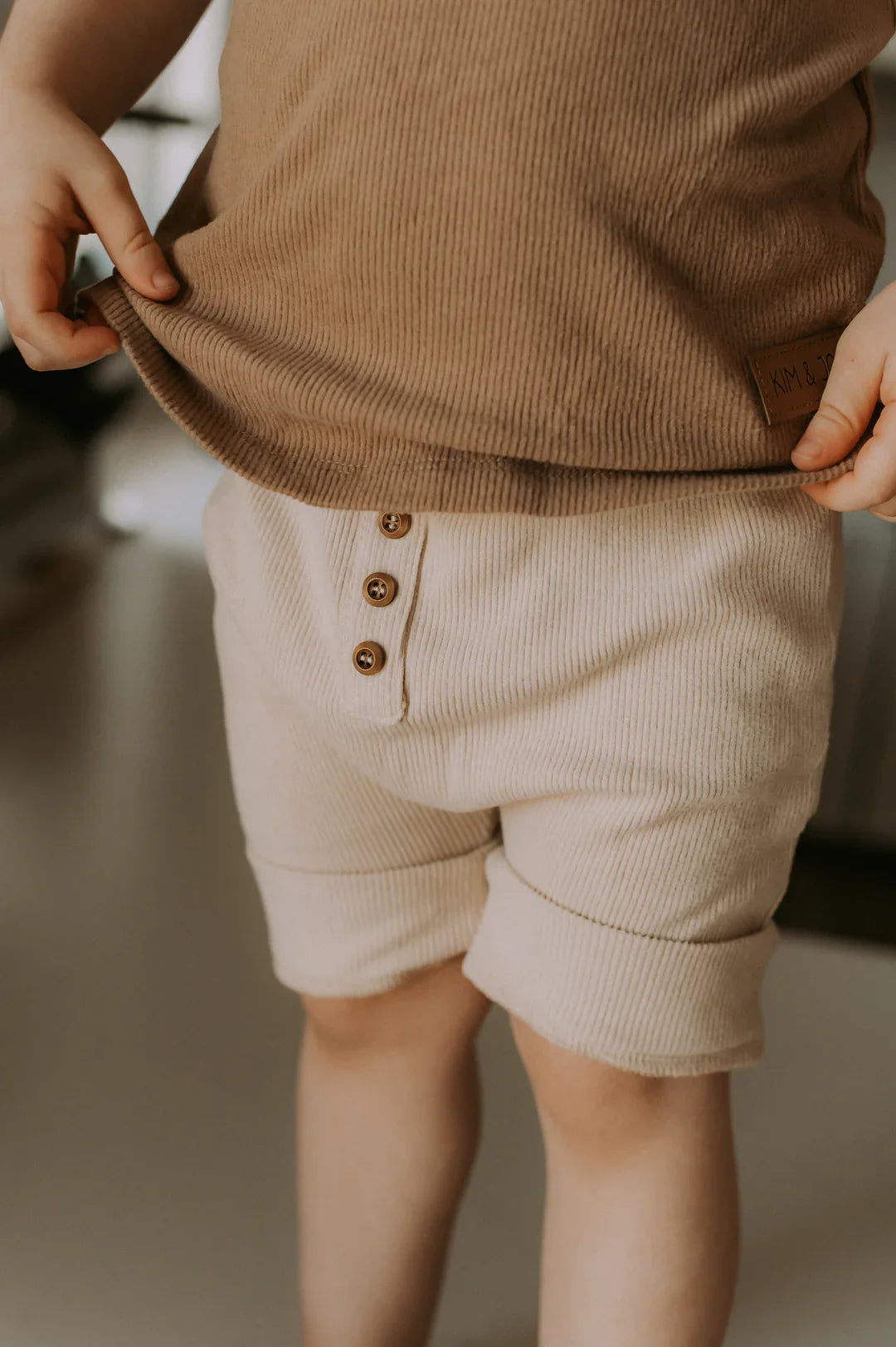 Short/Capri Évolutif Crème En Bambou Côtelé