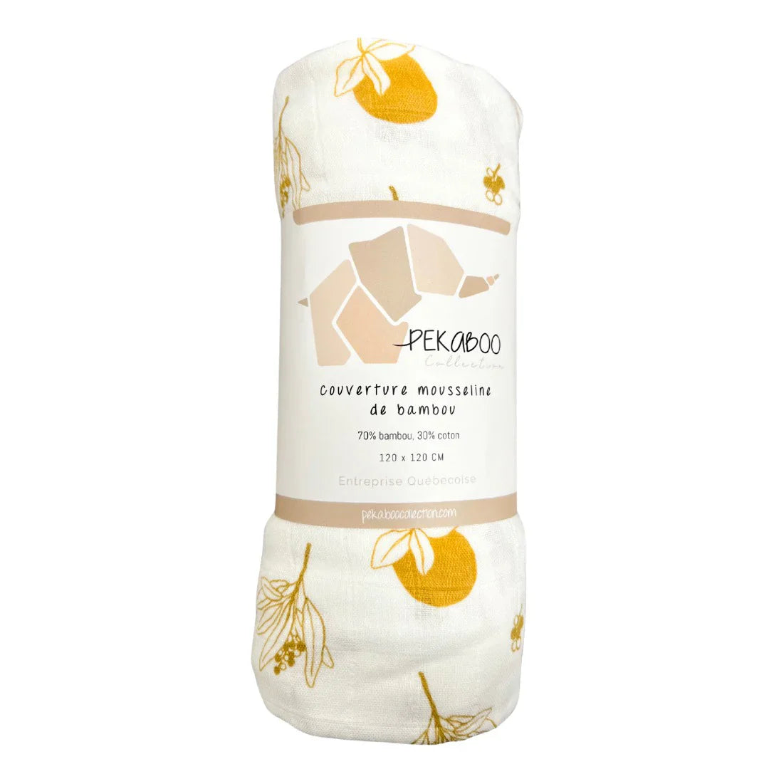 Mousseline Bambou Feuillage Doré & Fruit